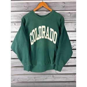 Vintage 90s Colorado Heavyweight Sweatshirt Mens M Green Made in USA Time Out